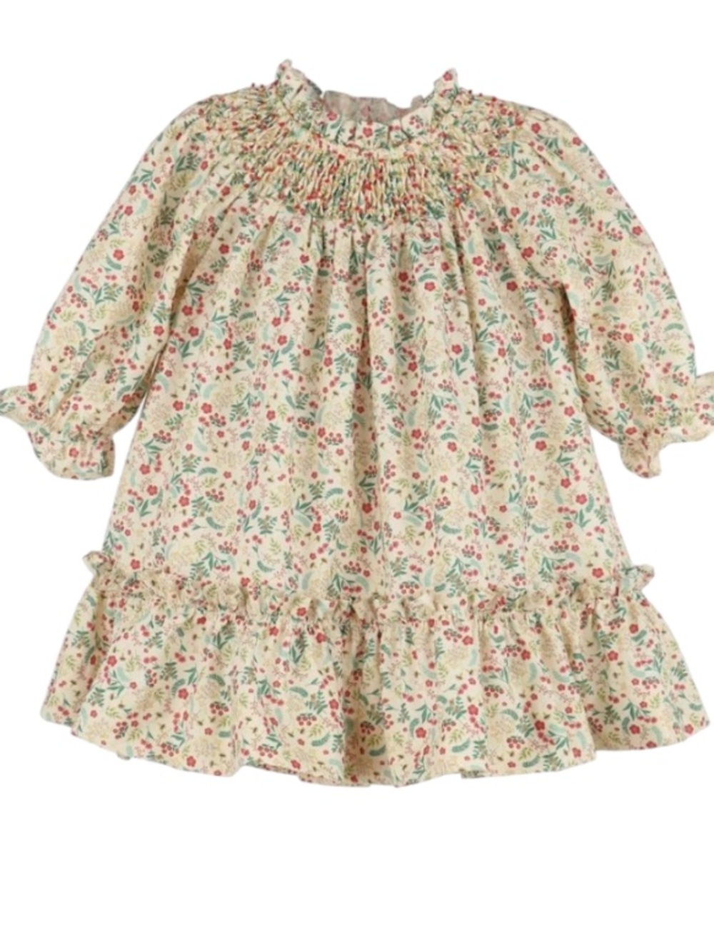Luli & Me Winterberry Floral Smocked Bishop Dress SZ 6M NWT